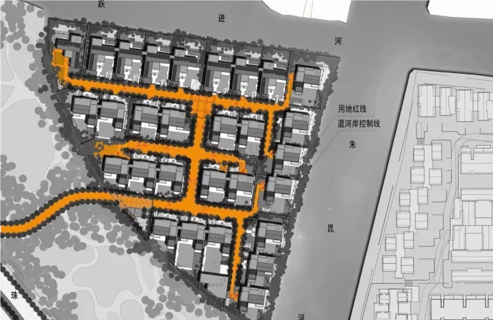 王字型路网造分化人流，保障入口私密性